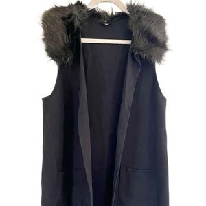 EUC Talbots Long Knit Sweater With Removable “Fur”